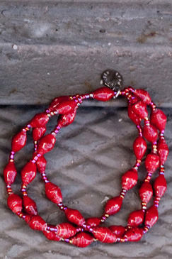 Leena Three Strand Bracelet Red