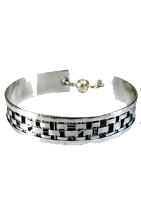Silver and Black Weave Bangle